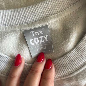 Aritzia TNA Cozy Fleece Perfect Grey Crewneck XL